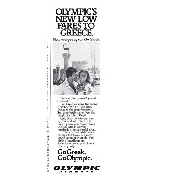Olympic Airways Vintage Travel Advertisement Print Greece 1970s - Picture 2 of 2
